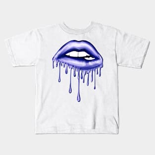 Metallic Dripping Indaco Lips Kids T-Shirt